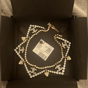 CHANEL Necklace AUTH Coco CC chain Rare Pendant Logo Gold × Silver Choker 45cm